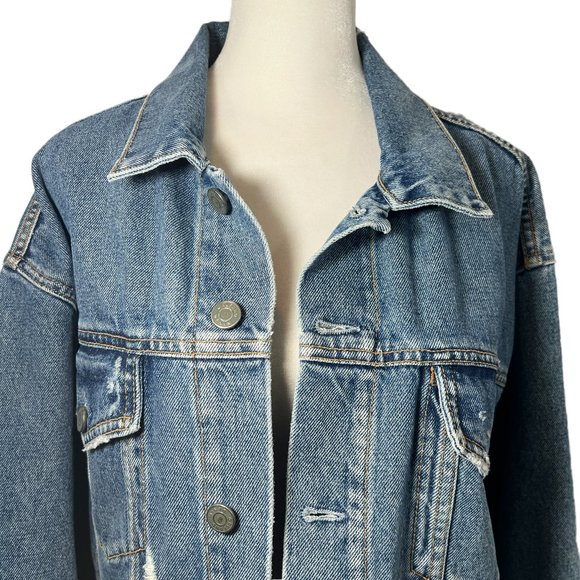 Like new GRLFRND 'Kim' 100% Cotton Denim Jacket in 'Living The Blues' Sz… - Picture 3 of 11